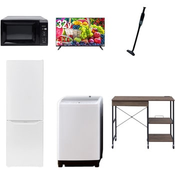 【家電セット】6点セット (8kg洗濯機 173L冷蔵庫 電子レンジ 32型液晶テレビ 軽量クリーナー レンジラック) - YAMAZEN(山善)