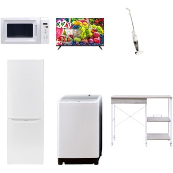 【家電セット】6点セット (8kg洗濯機 173L冷蔵庫 電子レンジ 32型液晶テレビ スティッククリーナー レンジラック) YAMAZEN(山善)