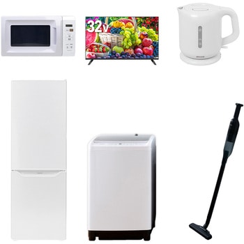 【家電セット】6点セット (8kg洗濯機 173L冷蔵庫 電子レンジ 32型液晶テレビ 電気ケトル 軽量クリーナー) - YAMAZEN(山善)