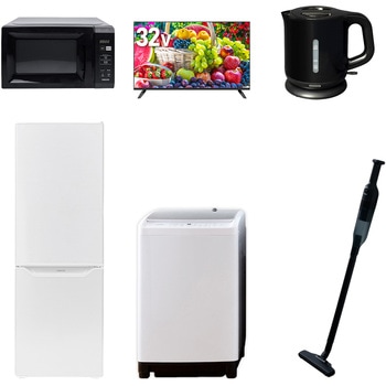 【家電セット】6点セット (8kg洗濯機 173L冷蔵庫 電子レンジ 32型液晶テレビ 電気ケトル 軽量クリーナー) - YAMAZEN(山善)