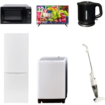 【家電セット】6点セット (8kg洗濯機 173L冷蔵庫 電子レンジ 32型液晶テレビ 電気ケトル スティッククリーナー) - YAMAZEN(山善)