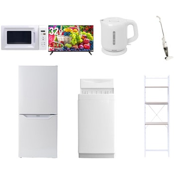 【家電セット】7点セット (6kg洗濯機 106L冷蔵庫 電子レンジ 32型液晶テレビ 電気ケトル スティッククリーナー 家電収納ラック) YAMAZEN(山善)