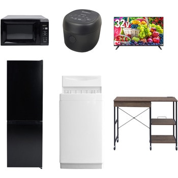 【家電セット】6点セット (6kg洗濯機 157L冷蔵庫 電子レンジ 炊飯器 32型液晶テレビ レンジラック) YAMAZEN(山善)