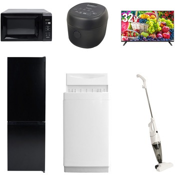 【家電セット】6点セット (6kg洗濯機 157L冷蔵庫 電子レンジ 炊飯器 32型液晶テレビ スティッククリーナー) YAMAZEN(山善)
