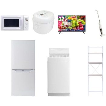 【家電セット】7点セット (6kg洗濯機 106L冷蔵庫 電子レンジ 炊飯器 32型液晶テレビ スティッククリーナー 家電収納ラック) YAMAZEN(山善)