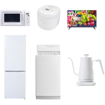 【家電セット】6点セット (6kg洗濯機 157L冷蔵庫 電子レンジ 炊飯器 32型液晶テレビ 温調ケトル) YAMAZEN(山善)