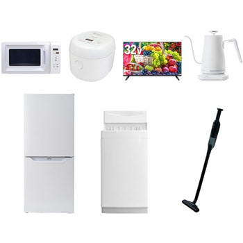 【家電セット】7点セット (6kg洗濯機 106L冷蔵庫 電子レンジ 炊飯器 32型液晶テレビ 温調ケトル 軽量クリーナー) YAMAZEN(山善)