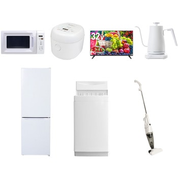 【家電セット】7点セット (6kg洗濯機 157L冷蔵庫 電子レンジ 炊飯器 32型液晶テレビ 温調ケトル スティッククリーナー) YAMAZEN(山善)
