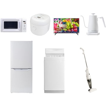 【家電セット】7点セット (6kg洗濯機 106L冷蔵庫 電子レンジ 炊飯器 32型液晶テレビ 温調ケトル スティッククリーナー) YAMAZEN(山善)