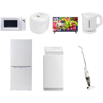 【家電セット】7点セット (6kg洗濯機 106L冷蔵庫 電子レンジ 炊飯器 32型液晶テレビ 電気ケトル スティッククリーナー) YAMAZEN(山善)