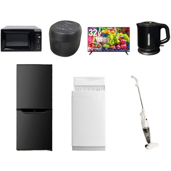 【家電セット】7点セット (6kg洗濯機 106L冷蔵庫 電子レンジ 炊飯器 32型液晶テレビ 電気ケトル スティッククリーナー) YAMAZEN(山善)