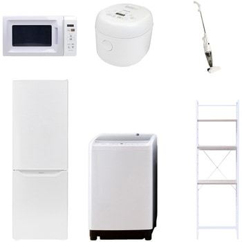 【家電セット】6点セット (8kg洗濯機 173L冷蔵庫 電子レンジ 炊飯器 スティッククリーナー 家電収納ラック) YAMAZEN(山善)