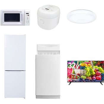 【家電セット】6点セット (6kg洗濯機 157L冷蔵庫 電子レンジ 炊飯器 シーリングライト 32型液晶テレビ) YAMAZEN(山善)
