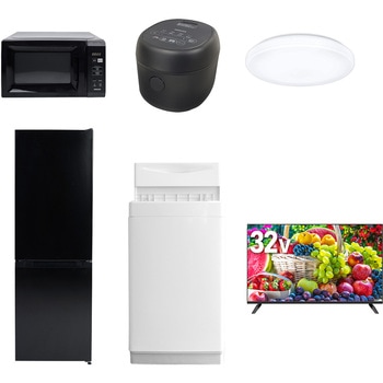 【家電セット】6点セット (6kg洗濯機 157L冷蔵庫 電子レンジ 炊飯器 シーリングライト 32型液晶テレビ) YAMAZEN(山善)