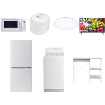 【家電セット】7点セット (6kg洗濯機 106L冷蔵庫 電子レンジ 炊飯器 シーリングライト 32型液晶テレビ レンジラック) YAMAZEN(山善)