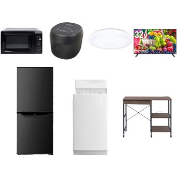 【家電セット】7点セット (6kg洗濯機 106L冷蔵庫 電子レンジ 炊飯器 シーリングライト 32型液晶テレビ レンジラック) YAMAZEN(山善)