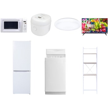 【家電セット】7点セット (6kg洗濯機 157L冷蔵庫 電子レンジ 炊飯器 シーリングライト 32型液晶テレビ 家電収納ラック) YAMAZEN(山善)