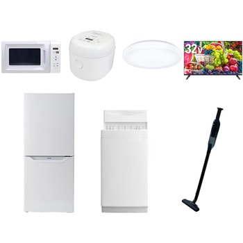 【家電セット】7点セット (6kg洗濯機 106L冷蔵庫 電子レンジ 炊飯器 シーリングライト 32型液晶テレビ 軽量クリーナー) YAMAZEN(山善)