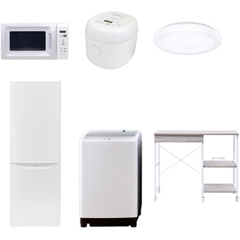 【家電セット】6点セット (8kg洗濯機 173L冷蔵庫 電子レンジ 炊飯器 シーリングライト レンジラック) YAMAZEN(山善)