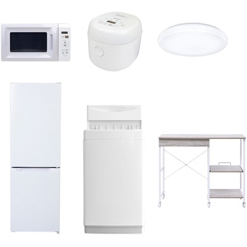【家電セット】6点セット (6kg洗濯機 157L冷蔵庫 電子レンジ 炊飯器 シーリングライト レンジラック) YAMAZEN(山善)
