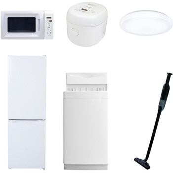 【家電セット】6点セット (6kg洗濯機 157L冷蔵庫 電子レンジ 炊飯器 シーリングライト 軽量クリーナー) YAMAZEN(山善)