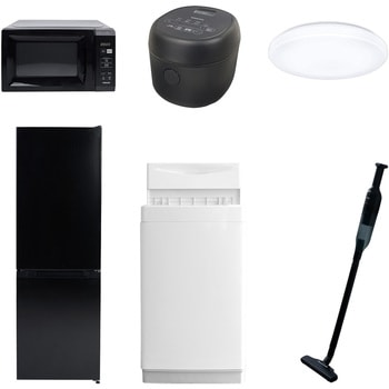 【家電セット】6点セット (6kg洗濯機 157L冷蔵庫 電子レンジ 炊飯器 シーリングライト 軽量クリーナー) YAMAZEN(山善)