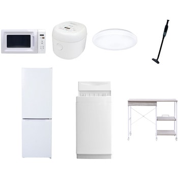 【家電セット】7点セット (6kg洗濯機 157L冷蔵庫 電子レンジ 炊飯器 シーリングライト 軽量クリーナー レンジラック) YAMAZEN(山善)