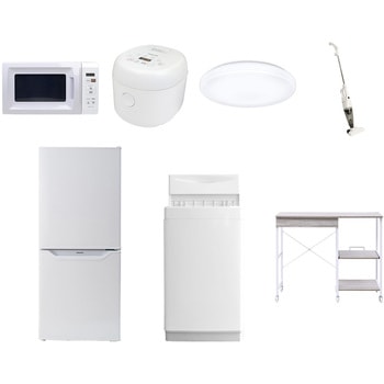 【家電セット】7点セット (6kg洗濯機 106L冷蔵庫 電子レンジ 炊飯器 シーリングライト スティッククリーナー レンジラック) YAMAZEN(山善)
