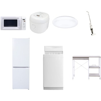 【家電セット】7点セット (6kg洗濯機 157L冷蔵庫 電子レンジ 炊飯器 シーリングライト スティッククリーナー レンジラック) YAMAZEN(山善)
