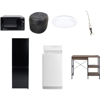 【家電セット】7点セット (6kg洗濯機 157L冷蔵庫 電子レンジ 炊飯器 シーリングライト スティッククリーナー レンジラック) YAMAZEN(山善)