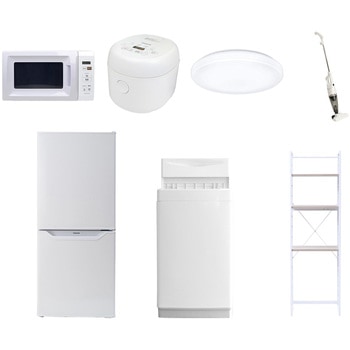 【家電セット】7点セット (6kg洗濯機 106L冷蔵庫 電子レンジ 炊飯器 シーリングライト スティッククリーナー 家電収納ラック) YAMAZEN(山善)