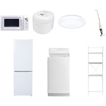 【家電セット】7点セット (6kg洗濯機 157L冷蔵庫 電子レンジ 炊飯器 シーリングライト スティッククリーナー 家電収納ラック) YAMAZEN(山善)