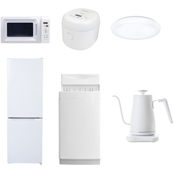 【家電セット】6点セット (6kg洗濯機 157L冷蔵庫 電子レンジ 炊飯器 シーリングライト 温調ケトル) YAMAZEN(山善)