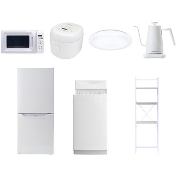 【家電セット】7点セット (6kg洗濯機 106L冷蔵庫 電子レンジ 炊飯器 シーリングライト 温調ケトル 家電収納ラック) YAMAZEN(山善)