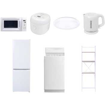 【家電セット】7点セット (6kg洗濯機 157L冷蔵庫 電子レンジ 炊飯器 シーリングライト 電気ケトル 家電収納ラック) YAMAZEN(山善)