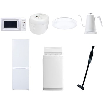 【家電セット】7点セット (6kg洗濯機 157L冷蔵庫 電子レンジ 炊飯器 シーリングライト 温調ケトル 軽量クリーナー) - YAMAZEN(山善)