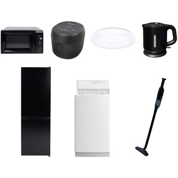 【家電セット】7点セット (6kg洗濯機 157L冷蔵庫 電子レンジ 炊飯器 シーリングライト 電気ケトル 軽量クリーナー) YAMAZEN(山善)