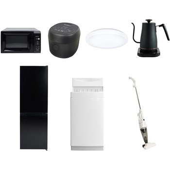 【家電セット】7点セット (6kg洗濯機 157L冷蔵庫 電子レンジ 炊飯器 シーリングライト 温調ケトル スティッククリーナー) YAMAZEN(山善)