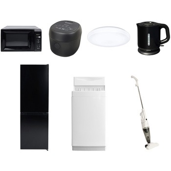 【家電セット】7点セット (157L冷蔵庫 6kg洗濯機 電子レンジ 3合炊き炊飯器 オーブントースター 電気ケトル 掃除機) YAMAZEN(山善)