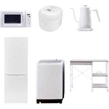 【家電セット】6点セット (8kg洗濯機 173L冷蔵庫 電子レンジ 炊飯器 温調ケトル レンジラック) YAMAZEN(山善)