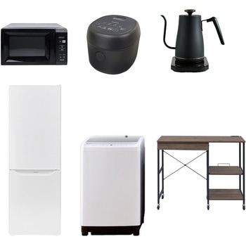 【家電セット】6点セット (8kg洗濯機 173L冷蔵庫 電子レンジ 炊飯器 温調ケトル レンジラック) YAMAZEN(山善)