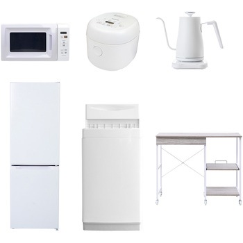 【家電セット】6点セット (6kg洗濯機 157L冷蔵庫 電子レンジ 炊飯器 温調ケトル レンジラック) YAMAZEN(山善)