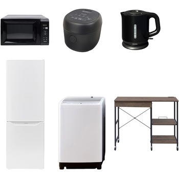 【家電セット】6点セット (8kg洗濯機 173L冷蔵庫 電子レンジ 炊飯器 電気ケトル レンジラック) YAMAZEN(山善)