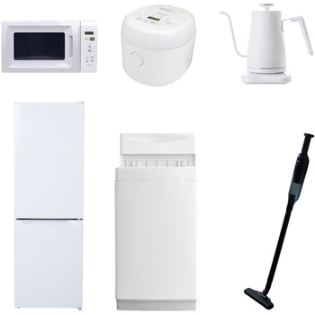 【家電セット】6点セット (6kg洗濯機 157L冷蔵庫 電子レンジ 炊飯器 温調ケトル 軽量クリーナー) - YAMAZEN(山善)