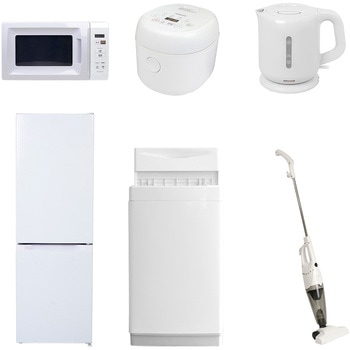 【家電セット】6点セット (6kg洗濯機 157L冷蔵庫 電子レンジ 炊飯器 電気ケトル スティッククリーナー) YAMAZEN(山善)