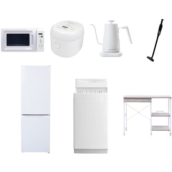 【家電セット】7点セット (6kg洗濯機 157L冷蔵庫 電子レンジ 炊飯器 温調ケトル 軽量クリーナー レンジラック) YAMAZEN(山善)