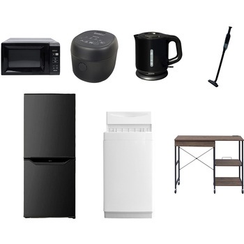【家電セット】7点セット (6kg洗濯機 106L冷蔵庫 電子レンジ 炊飯器 電気ケトル 軽量クリーナー レンジラック) YAMAZEN(山善)