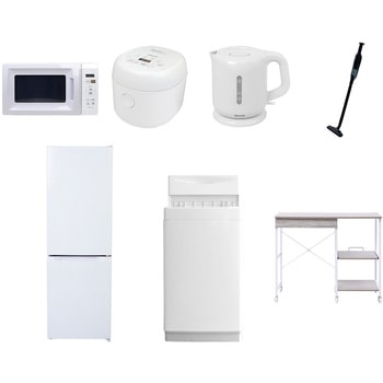 【家電セット】7点セット (6kg洗濯機 157L冷蔵庫 電子レンジ 炊飯器 電気ケトル 軽量クリーナー レンジラック) YAMAZEN(山善)