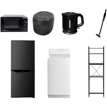 【家電セット】7点セット (6kg洗濯機 106L冷蔵庫 電子レンジ 炊飯器 電気ケトル 軽量クリーナー 家電収納ラック) YAMAZEN(山善)