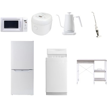 【家電セット】7点セット (6kg洗濯機 106L冷蔵庫 電子レンジ 炊飯器 温調ケトル スティッククリーナー レンジラック) YAMAZEN(山善)